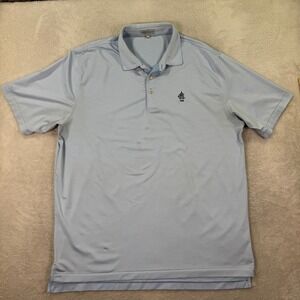 Peter Millar Mens XL Summer Comfort Light Blue Stripe Golf Polo Shirt ACA Logo